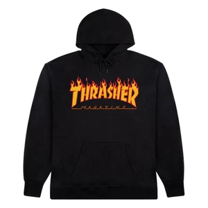 Sudadera con capucha negra/naranja con logotipo de llama Thrasher Magazine - Imagen 1 de 1