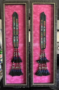 2 Tassel Segusha Belly Dance Hair Piece Tassels Length 4x42 Vintage Framed 28x10 - Picture 1 of 21
