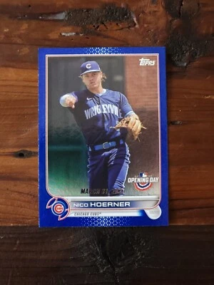 2022 Topps Opening Day Nico Hoerner #147 Blue Foil Parallel - Image 1 of 2