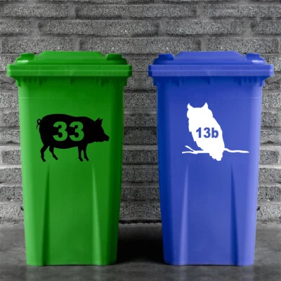 Personalised Wheelie Bin Vinyl Decal - House Number Sticker Bin Decal Custom - Image 1 of 4