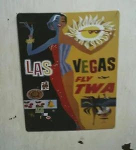 Las Vegas ~ Fly TWA ~12"x 15" METAL Sign - Mancave Bar Poker Garage Casino - Picture 1 of 4