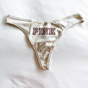 PINK Victoria’s Secret Small Beige Camo Logo Cotton Thong Panties