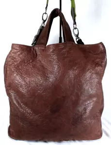 Bolso de Mano Grande MARNI Marrón Cuero Guijarro Verde Correa Extraíble - Imagen 1 de 23