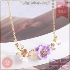 Bill Skinner Purple Silver Lotus White Small Flower Sparkling Necklace