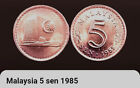 1985 Malaysia Five Sen Coin BONUS OFFERS Parliament Building Hibiscus Flower 5