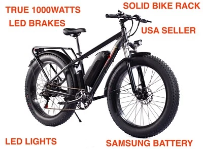 AB ELITE 26" TRUE 1000W Electric E Bike Fat Tire Snow Mountain Bicycle Li-Battery SAMSUNG