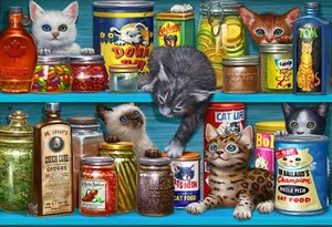 Vermont Christmas Company Cupboard Kittens 100 Piece Jigsaw Puzzle - Picture 1 of 2