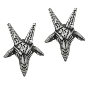 Alchemy Gothic Baphomet Studs Earrings Pair Surg Steel Posts Occult Goth E449 - Picture 1 of 4