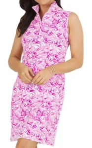 NWT IBKUL KINSLEY HOT PINK CANDY PINK Sleeveless Mock Golf Dress S M L XL - Picture 1 of 1