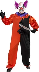 Smiffys Adult men's Cirque Sinister Scary Bo Bo the Clown Costume, Jumpsuit and  - Picture 1 of 3