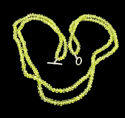 Necklace  NF 925 Thailand Two Strand Peridot Beaded Toggle Necklace 20 “ - Image 1 of 4
