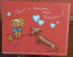 Tarjeta de San Valentín GB de colección ANTHROPOMORPHIC DACHSHUNDS se despliega AQUÍ HAY UN CUENTO CORTO - Imagen 1 de 7