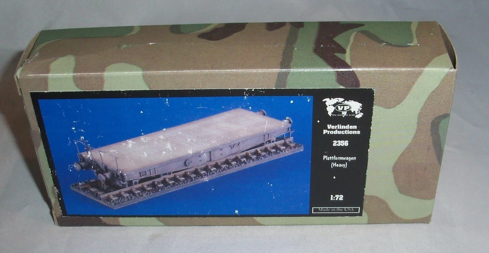 VERLINDEN 1:72 PLATFORMWAGEN GERMAN HEAVY RAILROAD FLAT CAR W/TRACK SECTION 2356 - Image 1 of 1