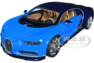 BUGATTI CHIRON BLUE & DARK BLUE 1/24 DIECAST MODEL CAR BY WELLY 24077 - Image 1 of 4