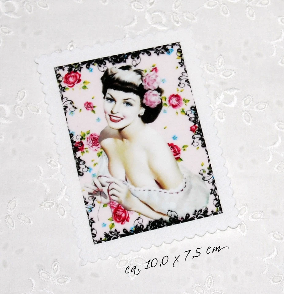 Applikation nostalgische Aufnäher Patch Vintage Lady Rosen Collage - Bild 1 von 1