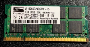 One (1) Promos 1GB RAM 2Rx8 PC2-5300S-555-12-E1  V916765G24QCFW-F5 - Picture 1 of 2