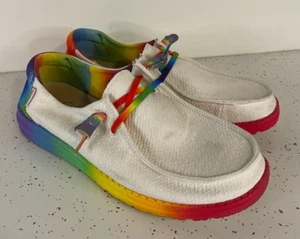 Hey Dude The Dude Wendy Womens Pride Rainbow Slip On Shoes Size 8 - Picture 1 of 8