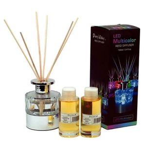 LED Lighted clear Round Glass Reed Fragrance Diffuser Jasmine 110ml PV9000L - Picture 1 of 5