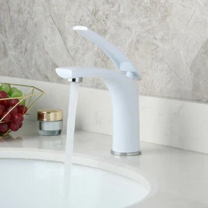 Grifo de montaje en cubierta de grifo mezclador blanco lavabo lavabo lavabo recipiente de baño - Imagen 1 de 5