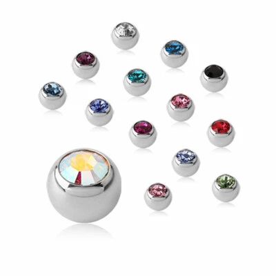 Titan Piercingkugel Glitzerstein 1.6 mm Gewinde Einzelteil Ersatz Universal  - Bild 1 von 4