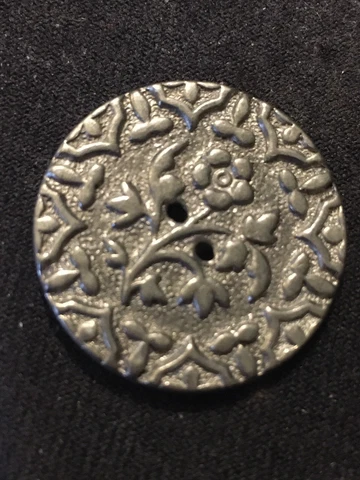 Vintage Silver Tone Metal Floral Wall Paper Button 1" Cover