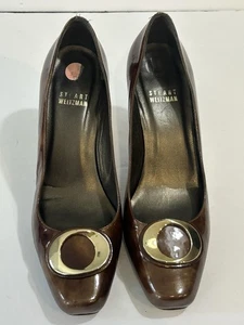 Stuart Weitzman authentischer 395 $ Damen-Pump Schildpatt-Lackleder Absatz Größe 7 - Bild 1 von 8
