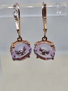 Pendientes de diamantes y amatista rosa Glen Lehrer de oro rosa de 10 quilates (2,86 g) - Imagen 1 de 6