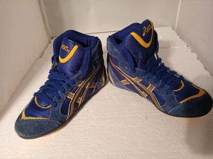 Vintage Asics Mosh Purple / Yellow Wrestling Shoes Youth Sz 3 CL010 Rare - Picture 1 of 16