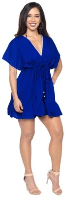 LA LEELA Women's Plus Size Loose Swimsuit Cover Ups Swimwear US 16-32W Blue_L583 - Image 1 of 3