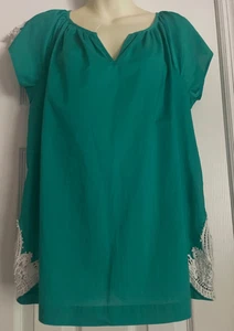 Túnica Tommy Hilfiger para mujer de encaje en contraste, verde, mediana nueva con etiquetas - Imagen 1 de 9