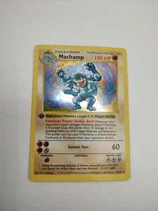 1999 Pokemon MACHAMP 1st Edition Shadowless Base Set Holo #8 8/102 LP - Picture 1 of 6