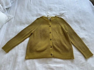 Seasalt BNWT Potters Meadow Ribbed Knit Cardigan Size 16 Green Yellow Cotton  - Image 1 of 4