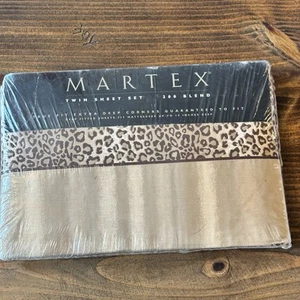 VTG Martex Kenya Leopard Twin Sheet Set 200 Blend Deep Pockets Sealed - Picture 1 of 12