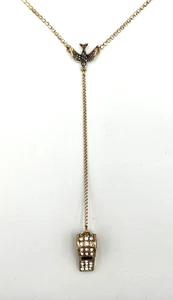Betsey Johnson X6301 Gold Tone "Wanderlust" Pave Whistle Y-Shape Necklace 16"+3" - Picture 1 of 8