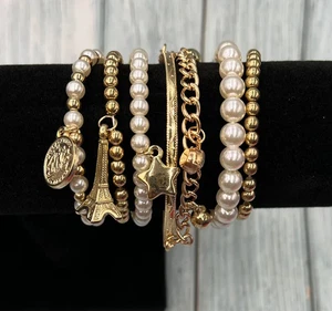 Perlen Vintage Armband Münze 6 Stück Schmuck Mehrlagig Elastisch Armband - Bild 1 von 5