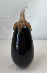 Pisapapeles figura berenjena vidrio arte Murano soplado a mano - 7" de largo - Imagen 1 de 6