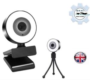 2K HD USB 2.0 Webcam With Ring Light & Microphone For PC Laptop Zoom Skype Team