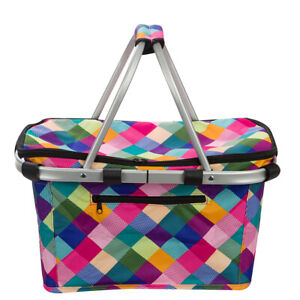 NEW Sachi Insulated Carry Basket Harlequin