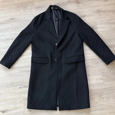 NUEVA GABARDINA LARGA ZARA HOMBRE MEZCLA LANA NEGRA 42 GRANDE Foto 1 de 4