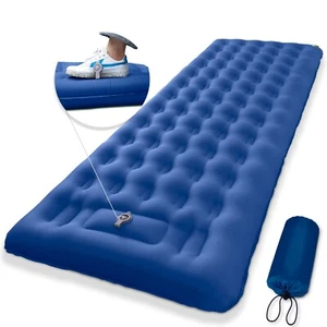 Camping Sleeping Pad 5" in Extra Thickness Inflatable Sleeping Mat Navy Blue - Picture 1 of 6