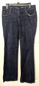 Stivali Ann Taylor Loft Curvy taglio jeans blu taglia 4 alti 33 pollici cuciture interne vita bassa - Foto 1 di 5