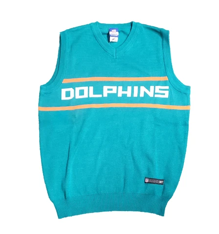 Reebok NFL Football Men's Miami Dolphins Sweater Knit Vest, Medium, Aqua Cover