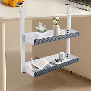 Estantería de 2 niveles con almacenamiento ajustable, bandeja de almacenamiento blanca, para salones - Imagen 1 de 17