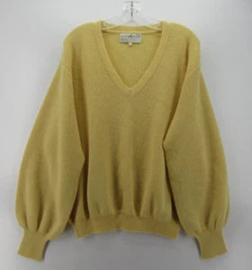 VINTAGE Peruvian Connection Sweater Men Large Yellow Alpaca Pullover Hand Made - Picture 1 of 9