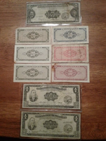 1949 Central Bank of the Philippines Banknotes. 5,10,20,50 Centavos, 1,5 Pesos Cover
