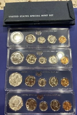 1965 US Special Mint Sets Lot Of 4 Silver Half Genuine Govt Case Box& Holder SMS - Image 1 of 4