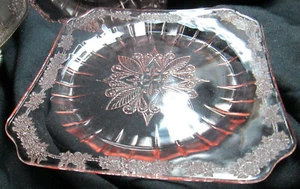 Five "Jeanette" Glass Company "Adam" Pattern 7 3/4" Diameter Desert/Salad Plates - Picture 1 of 6