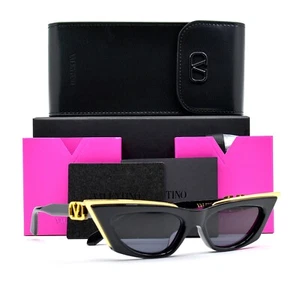 NUEVO VALENTINO GOLDCUT VLS-113A-55 NEGRO GRIS LENTE GAFAS DE SOL AUTÉNTICAS - Imagen 1 de 14
