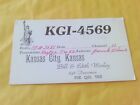 Postcard Size Amateur Ham Radio Kgi 4569 Bill & Edith Worley Kansas City Kansas