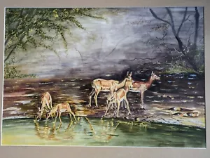 Contemporary Large Original watercolour painting signed by Robert Aswani Kenya - Picture 1 of 17